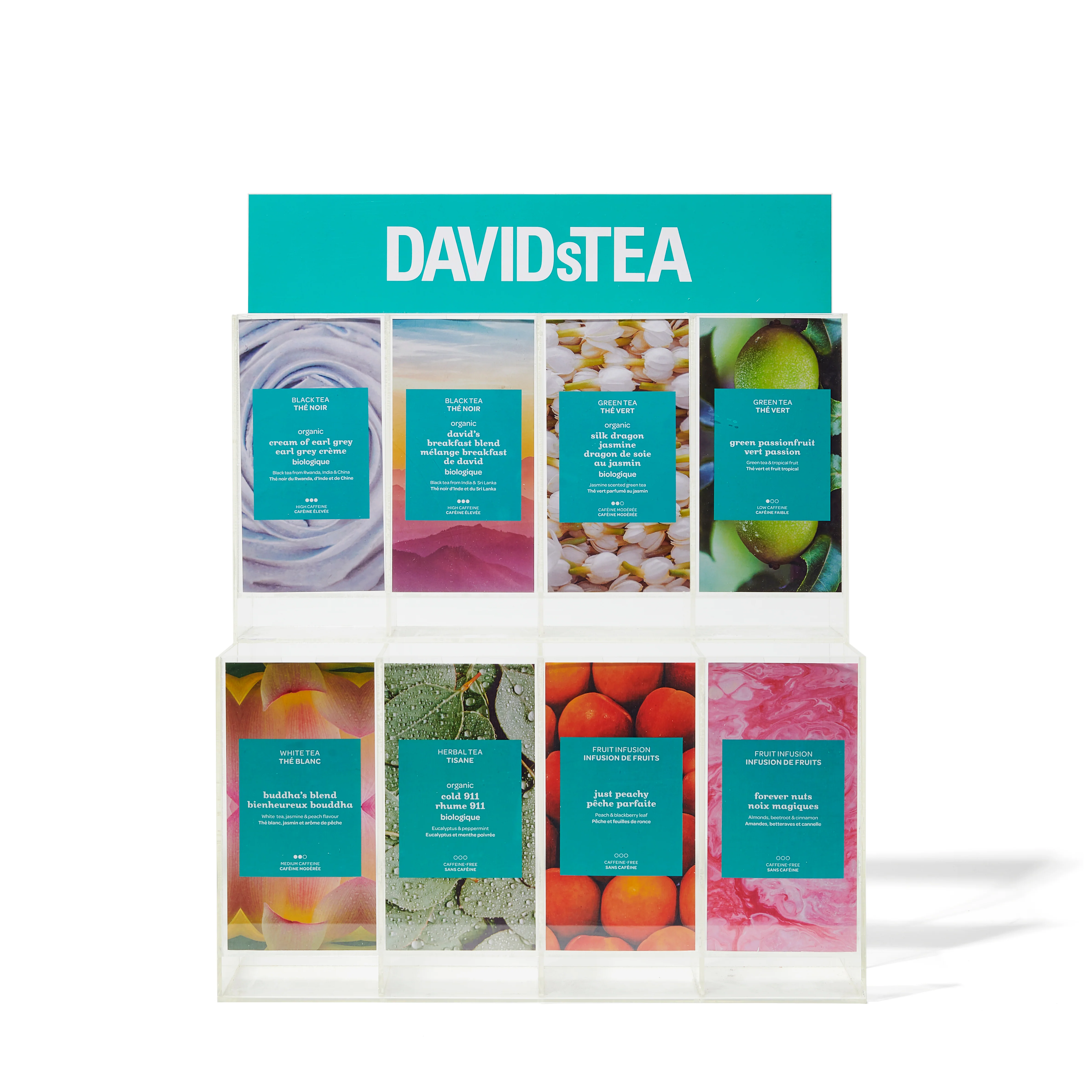 DAVIDsTEA Acrylic Display & Signage for Individually Wrapped Sachets — Catalog Product