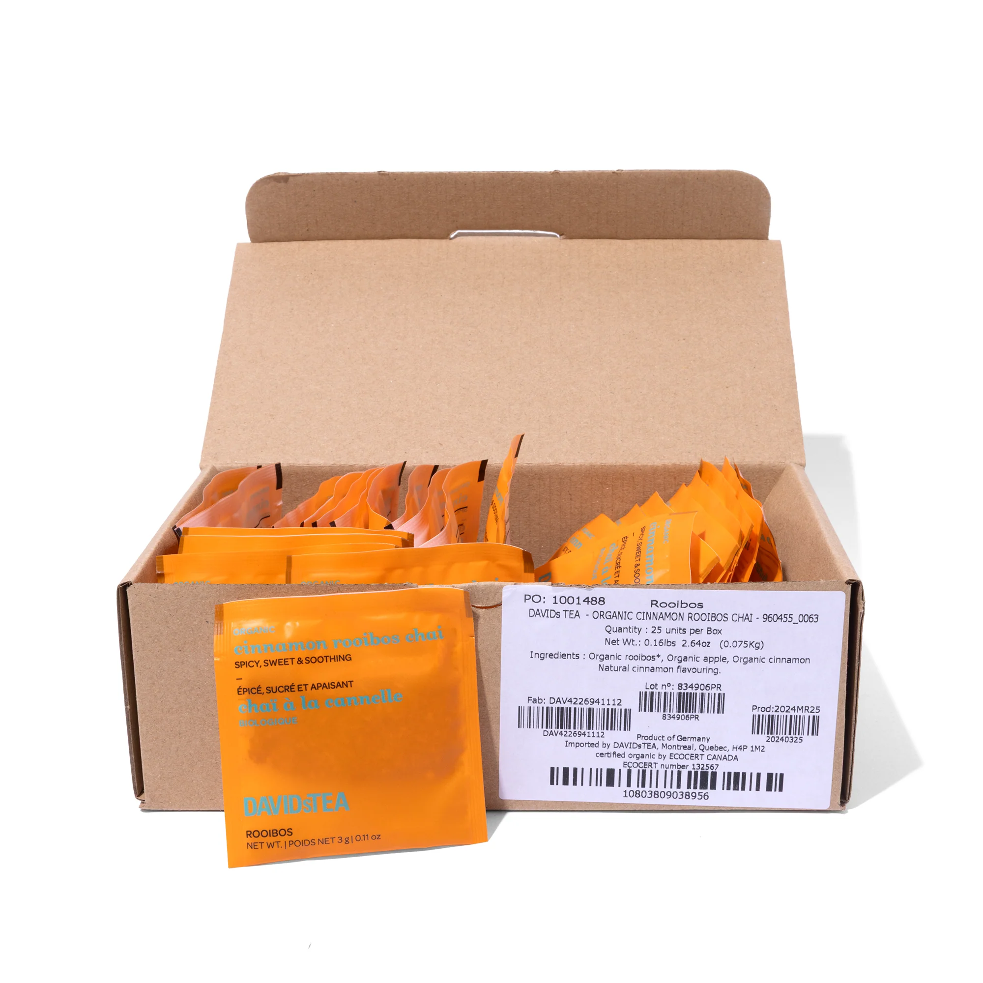 DAVIDsTEA Organic Cinnamon Rooibos Tea Pack of 25 Sachets - Image 3
